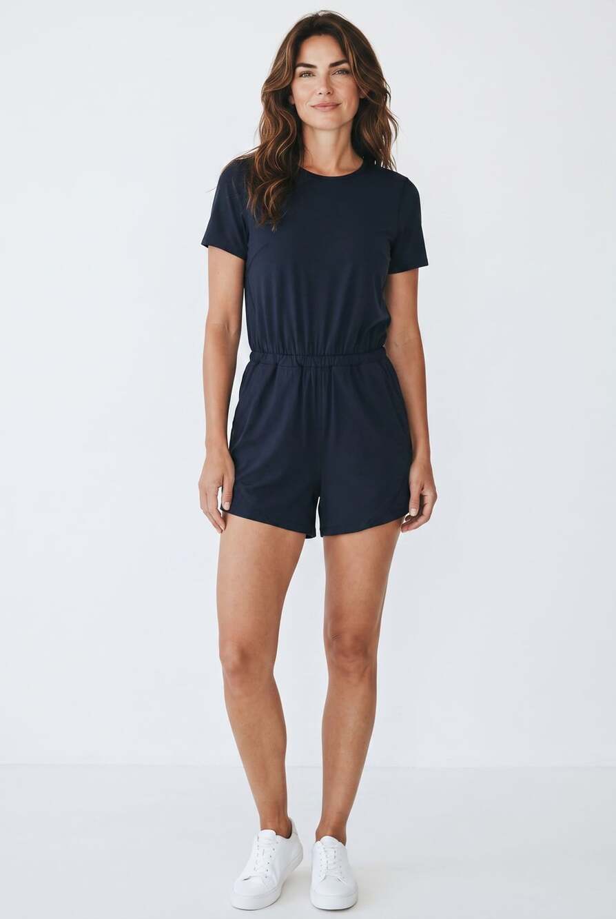 Lululemon Softstreme Short Sleeve Romper Navy Size 4